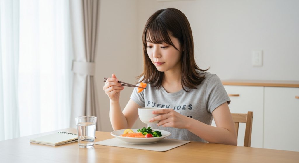 食事を召し上がっている女性