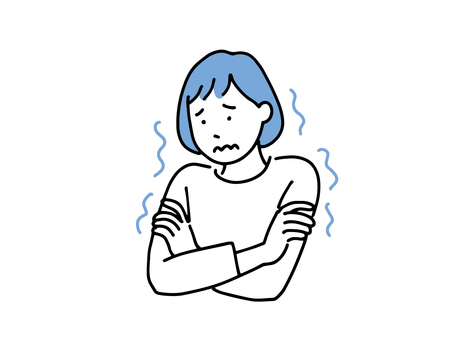 寒がっている女性のイラスト